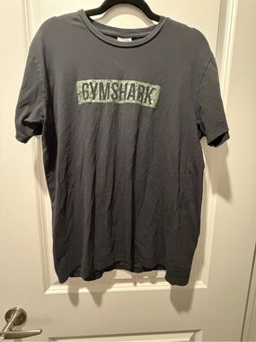 Gymshark Black Short-Sleeve Tee with Olive Green Logo Bar